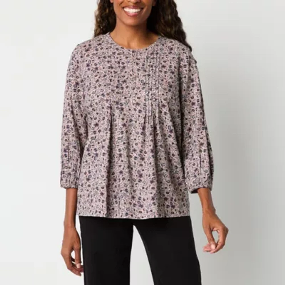 St. John's Bay Womens 3/4 Sleeve Blouse