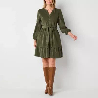 St. John's Bay Womens Long Sleeve Shift Dress