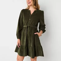 St. John's Bay Womens Long Sleeve Shift Dress