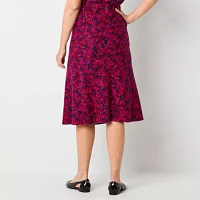 Liz Claiborne Womens Mid Rise Midi A-Line Skirt