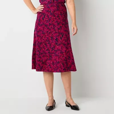 Liz Claiborne Womens Mid Rise Midi A-Line Skirt