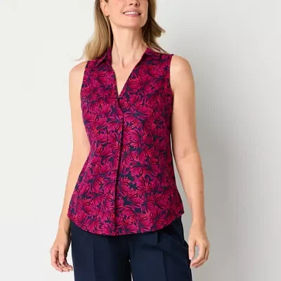 Liz Claiborne Linen Womens Sleeveless Blouse