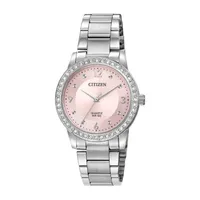 Citizen Womens Crystal Accent Silver Tone Stainless Steel 2-pc. Watch Boxed Set Er0220-60x