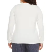 Ryegrass Womens Plus Crew Neck Long Sleeve T-Shirt