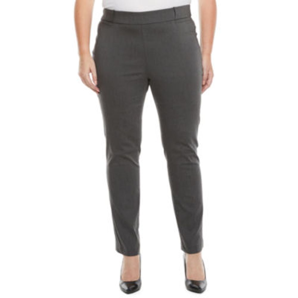 Liz Claiborne Plus Womens Amy Mid Rise Straight Pull-On Pants