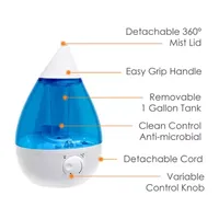 Crane Drop 1 Gallon Ultrasonic Cool Mist Humidifier