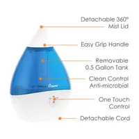 Crane Droplet 0.5 Gallon Ultrasonic Cool Mist Humidifier - Blue/White