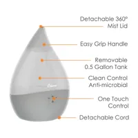 Crane Droplet 0.5 Gallon Ultrasonic Cool Mist Humidifier - Gray