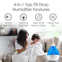 Crane 4-In-1 Top Fill 1 Gallon Cool Mist Humidifier with Sound Machine