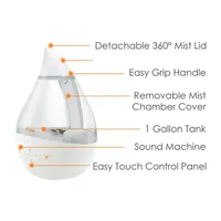 Crane 4-In-1 Top Fill 1 Gallon Cool Mist Humidifier with Sound Machine - Clear/White