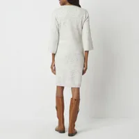 Studio 1 Womens 3/4 Sleeve Sweater Dress