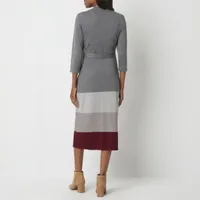 Studio 1 Womens 3/4 Sleeve Sweater Dress