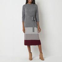 Studio 1 Womens 3/4 Sleeve Sweater Dress