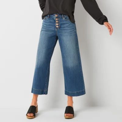 a.n.a Womens High Rise Wide Leg Cropped Jean