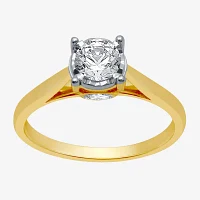 H-I / I1) Womens / CT. Lab Grown White Diamond 10K Gold Round Solitaire Engagement Ring