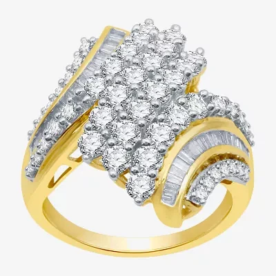 Womens / CT. T.W. Natural White Diamond 10K Gold Cluster Cocktail Ring