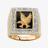 Eagle Mens Diamond Accent Natural White 14K Gold Over Silver Fashion Ring