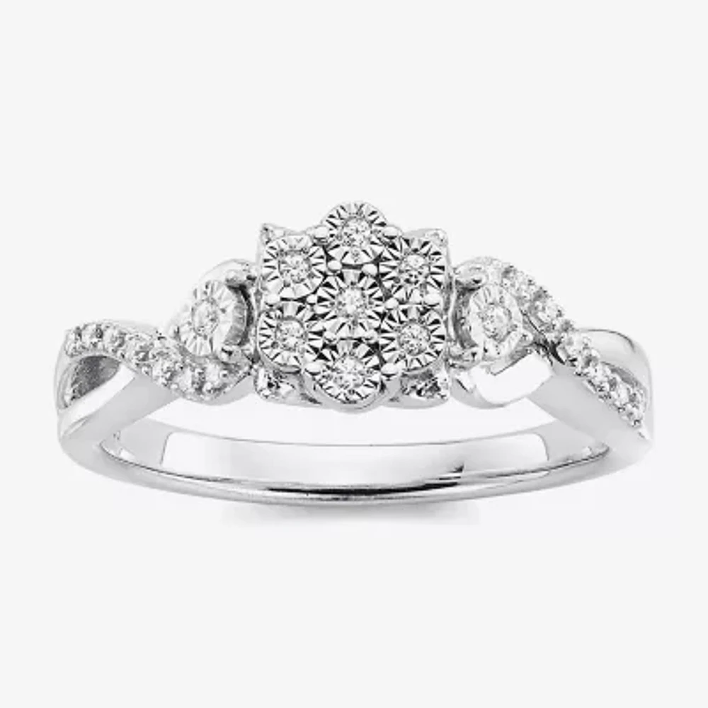 Diamond Blossom 1/ CT.T.W. Natural Sterling SIlver Ring