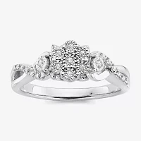 Diamond Blossom 1/ CT.T.W. Natural Miracle Plate Sterling SIlver Ring