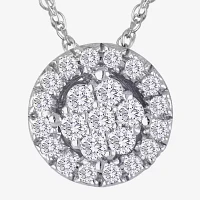 Diamond Blossom 1/5 CT.T.W. Natural Diamond Cluster Sterling SIlver Pendant Necklace