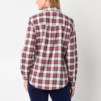 St. John's Bay Tall Womens Long Sleeve Relaxed Fit Button-Down Shirt