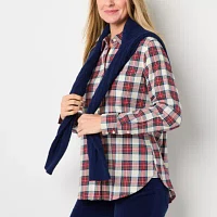 St. John's Bay Tall Womens Long Sleeve Relaxed Fit Button-Down Shirt