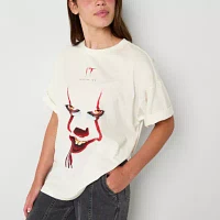 Juniors It The Clown Oversized Tee Womens Crew Neck Short Sleeve Graphic T-Shirt