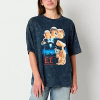 Juniors Et Extra Terrestrial Oversized Tee Womens Crew Neck Short Sleeve E.T. Graphic T-Shirt