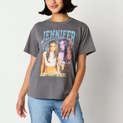 Juniors Jennifer Lopez Hispanic Heritage Boyfriend Womens Crew Neck Short Sleeve Graphic T-Shirt