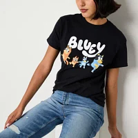 Juniors Bluey Boyfriend Tee Womens Crew Neck Short Sleeve Graphic T-Shirt