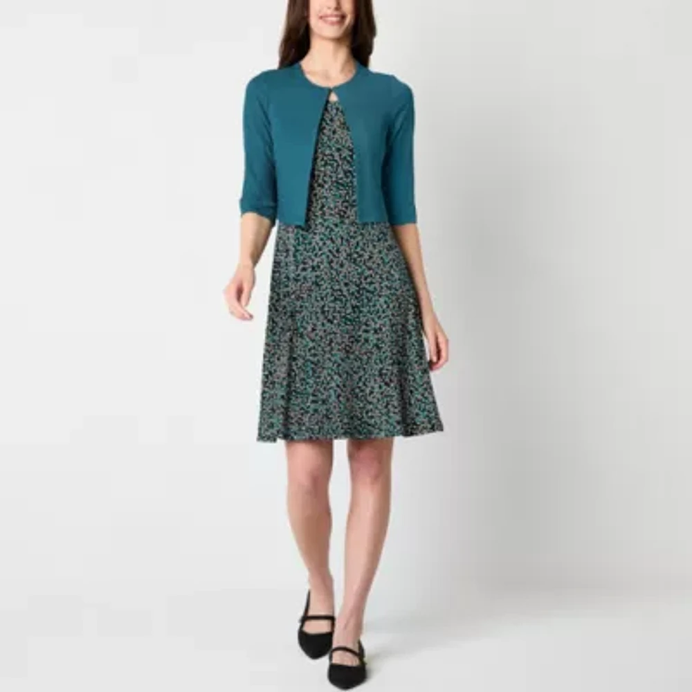 Perceptions Womens Dots Jacket Dress