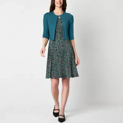 Perceptions Womens Dots Jacket Dress