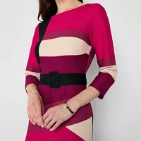 Danny & Nicole Womens 3/4 Sleeve Midi Fit + Flare Dress