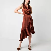 Melonie T Womens High-Low Fit + Flare Dress