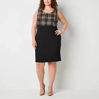 Danny & Nicole Womens Plaid Jacket Dress Plus