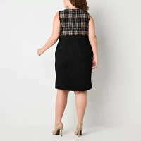 Danny & Nicole Womens Plaid Jacket Dress Plus