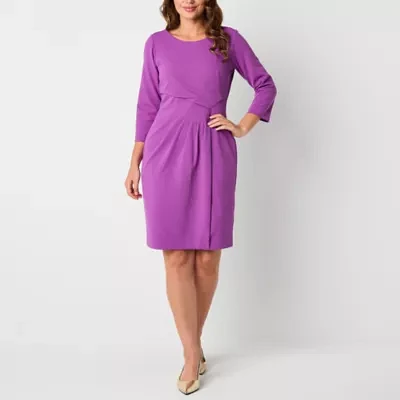 Liz Claiborne Womens 3/4 Sleeve Sheath Dress