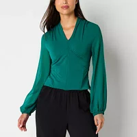 Bold Elements Womens V Neck Long Sleeve Blouse