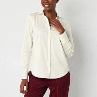 Worthington Womens Long Sleeve Regular Fit Button-Down Shirt