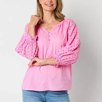 St. John's Bay Womens V Neck Blouse