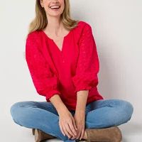 St. John's Bay Womens V Neck Blouse