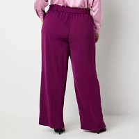 Bold Elements-Plus Womens High Rise Wide Leg Pull-On Pants