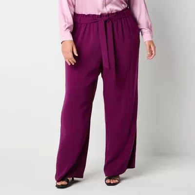 Bold Elements-Plus Womens High Rise Wide Leg Pull-On Pants