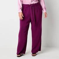 Bold Elements-Plus Womens High Rise Wide Leg Pull-On Pants