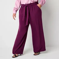 Bold Elements-Plus Womens High Rise Wide Leg Pull-On Pants