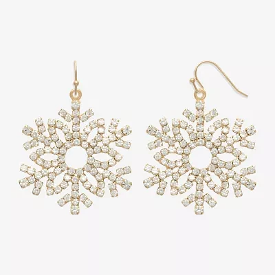 Bijoux Bar Gold Tone Snowflake Glass Snowflake Drop Earrings