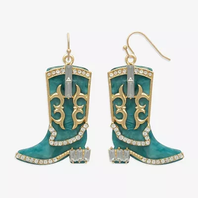 Bijoux Bar Gold Tone Boot Glass Drop Earrings