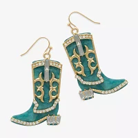 Bijoux Bar Gold Tone Boot Glass Drop Earrings