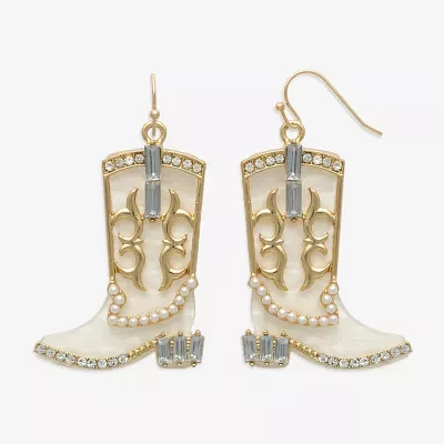 Bijoux Bar Gold Tone Boot Glass Drop Earrings