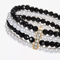 Mixit Beaded Layered Glass Stretch Bracelet